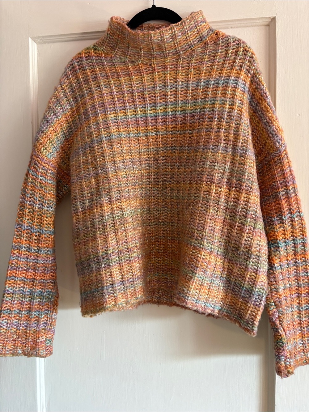 Pastel Multicolor Turtleneck Sweater - Soft Peach Blend